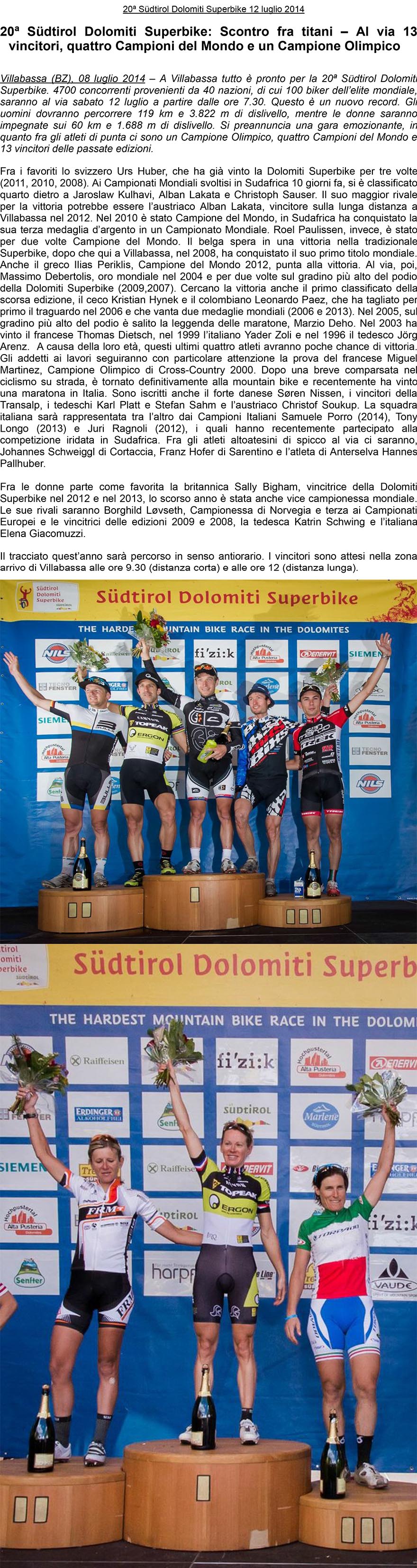 Scontro fra titani sabato alla Südtirol Dolomiti Superbike   Al via 13 vincitori quattro Campioni del Mondo e un Campione Olimpico